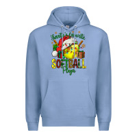 Colony Blue Santa's Favorite Softball player Premium Hoodie - NancyCooperArtShop