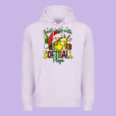 Santa's Favorite Softball Player Premium Hoodie Designed By Nancycooperartshop