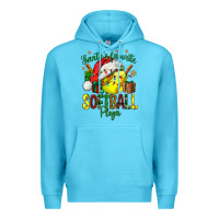 Ocean Blue Santa's Favorite Softball player Premium Hoodie - NancyCooperArtShop