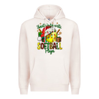 Pale Pink Santa's Favorite Softball player Premium Hoodie - NancyCooperArtShop