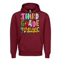 Burgundy third grade energy Zipper Hoodie - texasbilliewilder