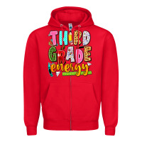Red third grade energy Zipper Hoodie - texasbilliewilder