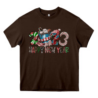 Chocolate Brown 2023 Happy New Year Heavy Core Tee - CowhideDigitalArt