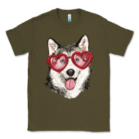 Army Green husky with love glasses Classic Tee - RanaPortraitStore
