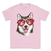 Bubblegum Pink husky with love glasses Classic Tee - RanaPortraitStore