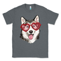 Charcoal Heather husky with love glasses Classic Tee - RanaPortraitStore