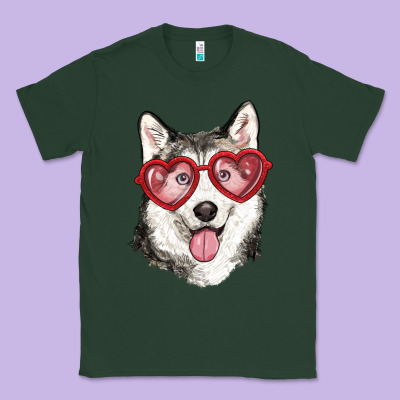 Husky With Love Glasses Classic Tee Designed By Ranaportraitstore