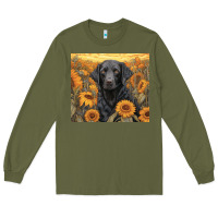 Army Green black lab Long Sleeve Tee - Unal Design