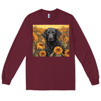 Burgundy black lab Long Sleeve Tee - Unal Design