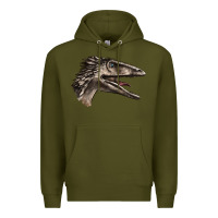 Army Green Deinonychus Face Premium Hoodie - LillyAllenDesigns