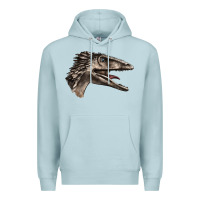 Blue Mist Deinonychus Face Premium Hoodie - LillyAllenDesigns