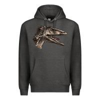 Charcoal Heather Deinonychus Face Premium Hoodie - LillyAllenDesigns