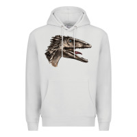 Dove Grey Deinonychus Face Premium Hoodie - LillyAllenDesigns