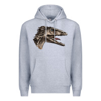 Heather Grey Deinonychus Face Premium Hoodie - LillyAllenDesigns
