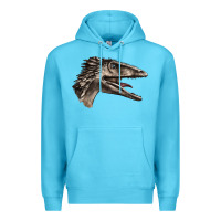 Ocean Blue Deinonychus Face Premium Hoodie - LillyAllenDesigns