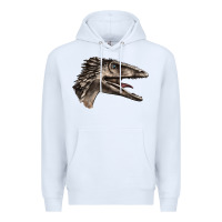 White Deinonychus Face Premium Hoodie - LillyAllenDesigns