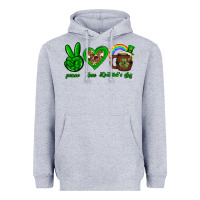Heather Grey Peace love luck St. Patrick's Day Heavyweight Hoodie - Neo Western