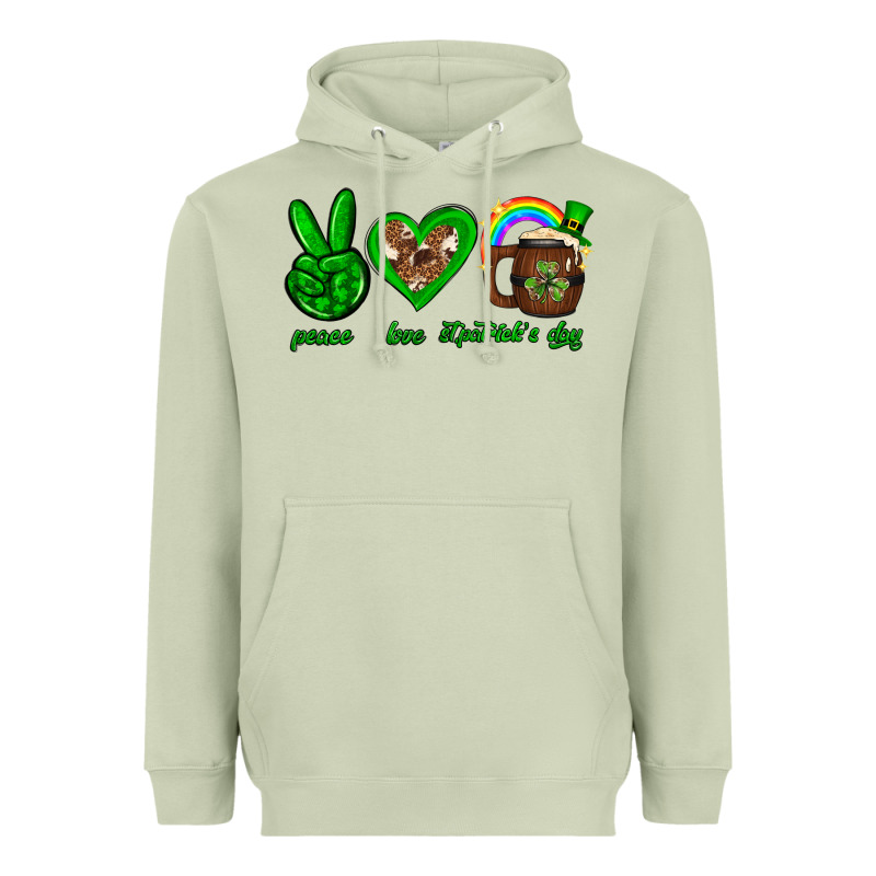 Peace Love Luck St. Patrick's Day Heavyweight Hoodie by Neo Western | Teevron