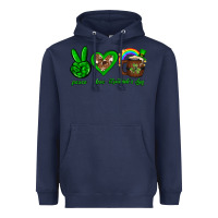 Navy Peace love luck St. Patrick's Day Heavyweight Hoodie - Neo Western