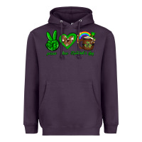 Plum Peace love luck St. Patrick's Day Heavyweight Hoodie - Neo Western