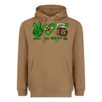 Toasted Coconut Peace love luck St. Patrick's Day Heavyweight Hoodie - Neo Western