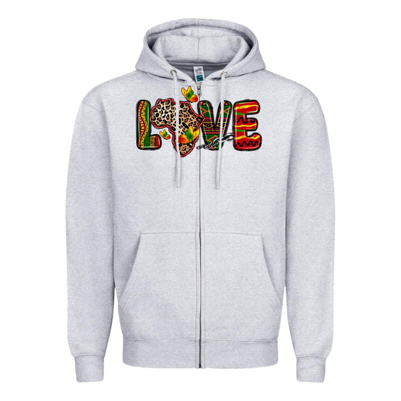 Love Africa Map Zipper Hoodie by Zillion Design Studio | Teevron