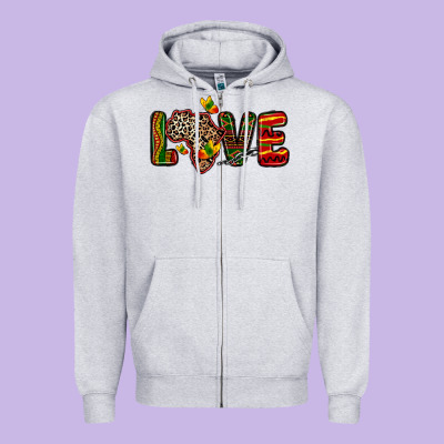 Love Africa Map Zipper Hoodie Designed By Zillion Design Studio