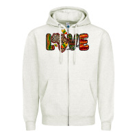 Oatmeal Heather love africa map Zipper Hoodie - Zillion Design Studio