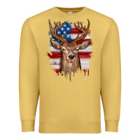 Antique Gold deer american flag Premium Sweatshirt - JahusDesignShop
