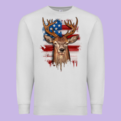 Deer American Flag Premium Sweatshirt Designed By Jahusdesignshop