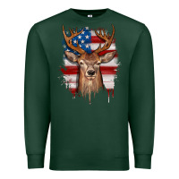 Sports Green deer american flag Premium Sweatshirt - JahusDesignShop