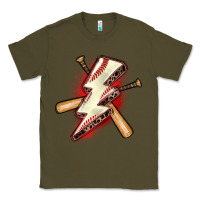 Army Green baseball lightning bolt Classic Tee - Zillion Design Studio