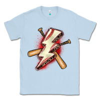 Dusty Blue baseball lightning bolt Classic Tee - Zillion Design Studio