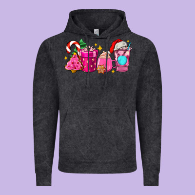 Pink Christmas Coffee Cups Vintage Hoodie Designed By Adodesignshop