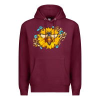 Burgundy bee sunflower leopard Premium Hoodie - Jasminsmagicworld
