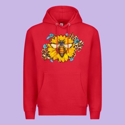Bee Sunflower Leopard Premium Hoodie Designed By Jasminsmagicworld