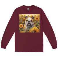 Burgundy bulldog Long Sleeve Tee - Unal Design