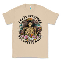 Mushroom I Hate Everyone But Coffee Helps With Flowers Classic Tee - RanaPortraitStore