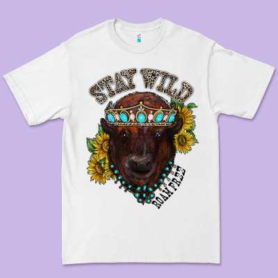 Turquoise Bison Premium Tee Designed By Racoondesign