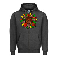 Charcoal Heather juneteenth leopard sunflower Zipper Hoodie - Zillion Design Studio