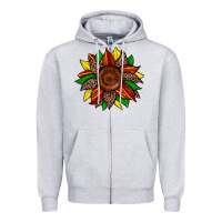 Heather Grey juneteenth leopard sunflower Zipper Hoodie - Zillion Design Studio
