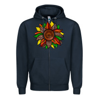 Navy juneteenth leopard sunflower Zipper Hoodie - Zillion Design Studio