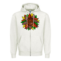 Oatmeal Heather juneteenth leopard sunflower Zipper Hoodie - Zillion Design Studio