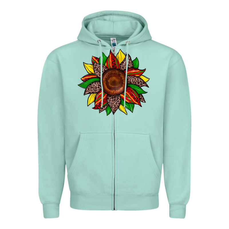 Juneteenth Leopard Sunflower Zipper Hoodie by Zillion Design Studio | Teevron
