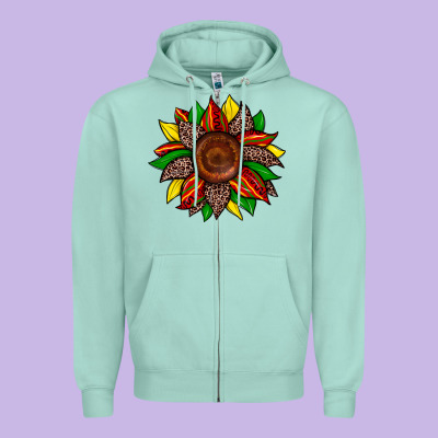 Juneteenth Leopard Sunflower Zipper Hoodie Designed By Zillion Design Studio
