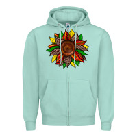 Seafoam juneteenth leopard sunflower Zipper Hoodie - Zillion Design Studio