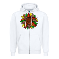 White juneteenth leopard sunflower Zipper Hoodie - Zillion Design Studio
