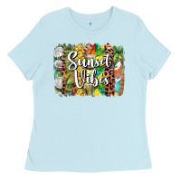 Baby Blue sunset vibes brush stroke Ladies Tee - BarkalooDesign