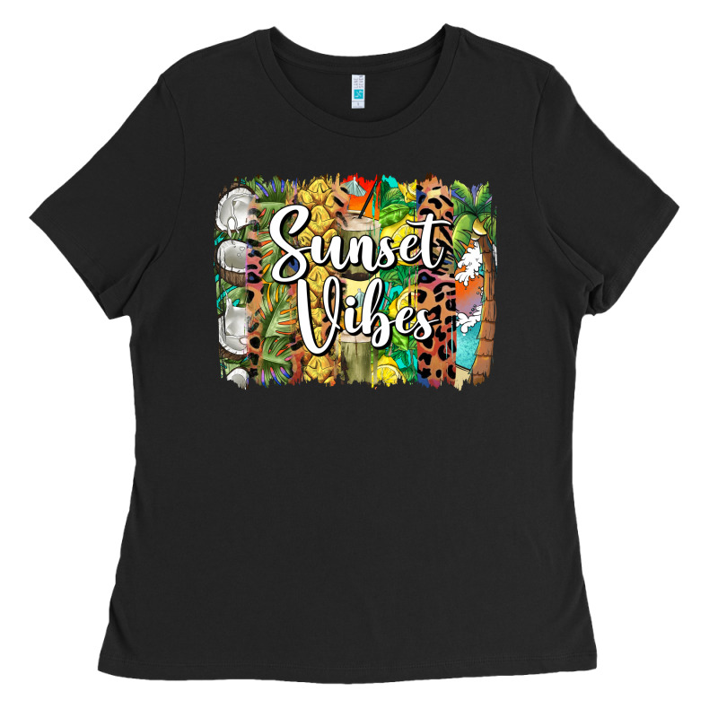 Sunset Vibes Brush Stroke Ladies Tee by BarkalooDesign | Teevron