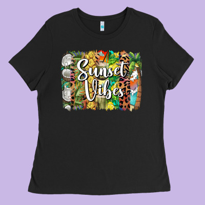 Sunset Vibes Brush Stroke Ladies Tee Designed By Barkaloodesign